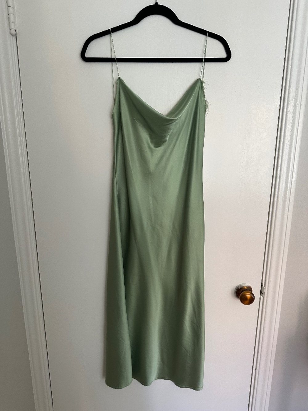 Etophe Studios - Sage Green 90s Slip Style Satin Dress - M